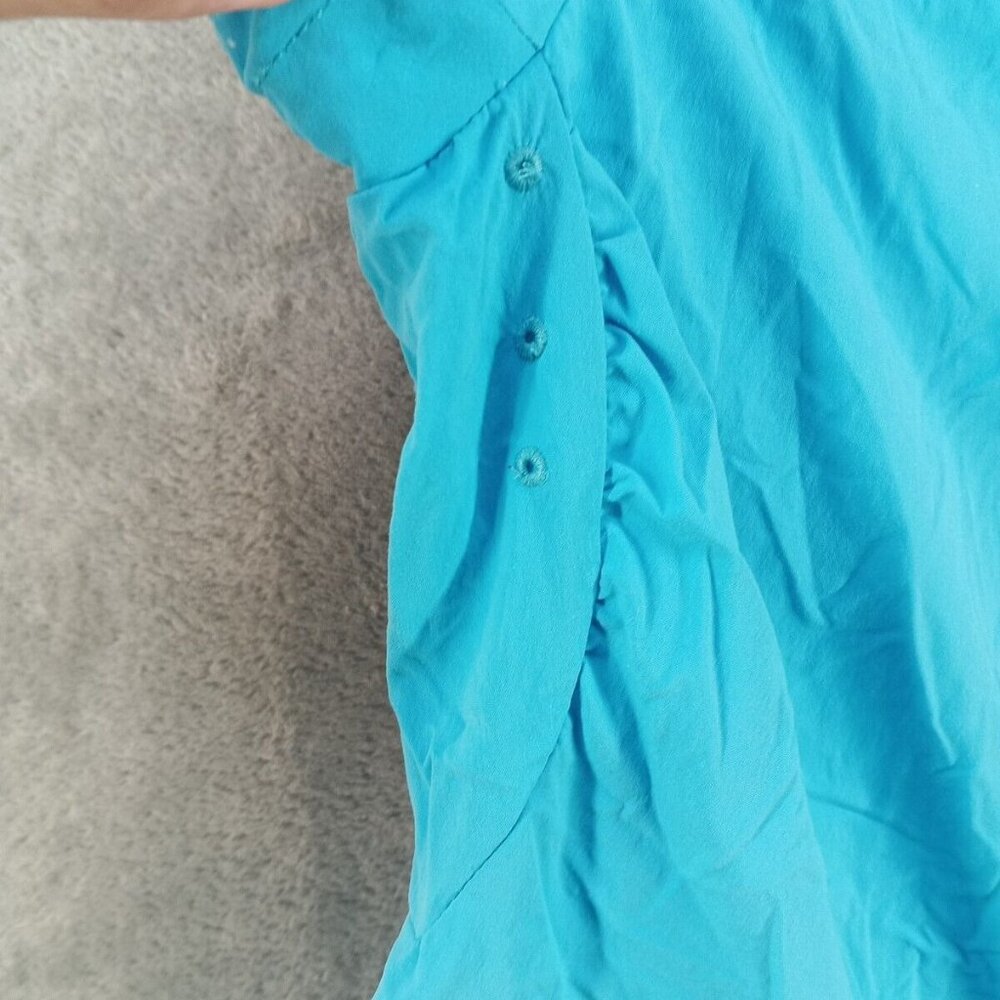 MOUNTAIN HARDWARE  Shirt Size 8 Neck Protection Sleeve Pocket Armpit Vent Blue - Picture 8 of 13